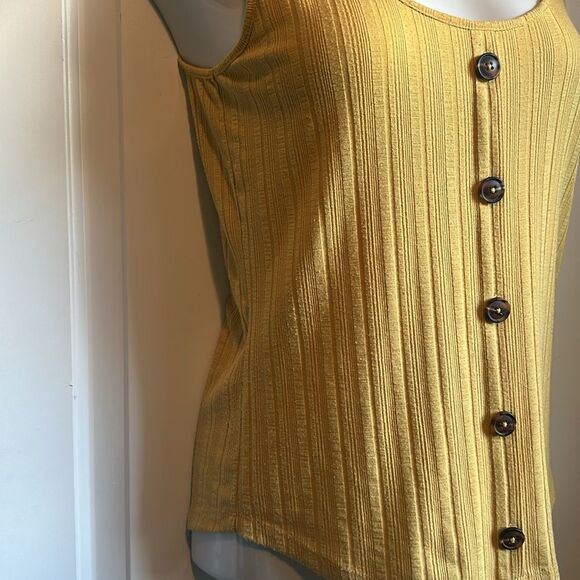 Maurices Mustard Button-Front Ribbed Tank Top - Picture 3 of 7